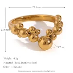 Anel feminino com contas em V banhado a aço inoxidável e ouro 18K. Design elegante e moderno, ideal para o uso diário. — foto 1