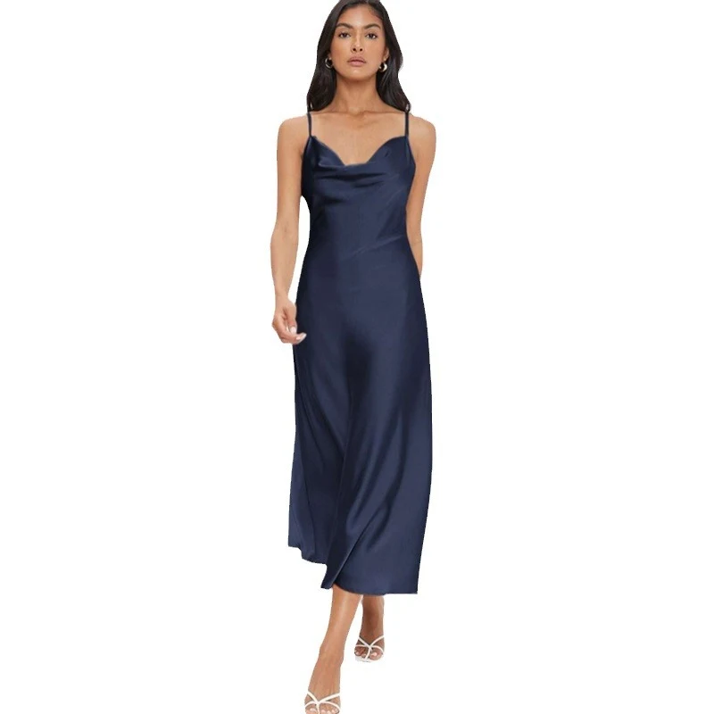 Title 2, Satin Sling Deep V-neck Slim Fit Fashion Solid ...
