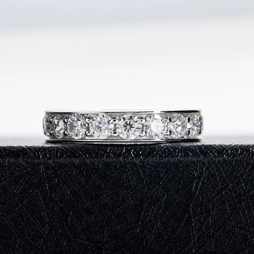 Title 3, Anel de moissanite feminino, banhado a prata es...