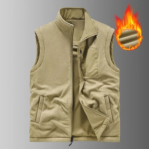 Title 5, Mens Winter Vest Fleece-Lined Multi-Pocket Ves...