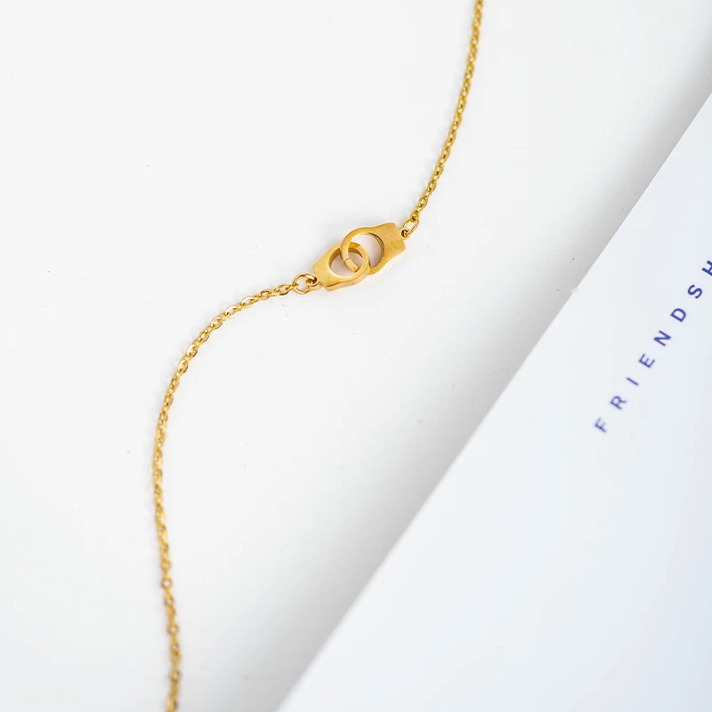 Colar de algemas em aço inoxidável para casais, personalizado, moda europeia e americana, perfeito para demonstrar amor. — foto 2