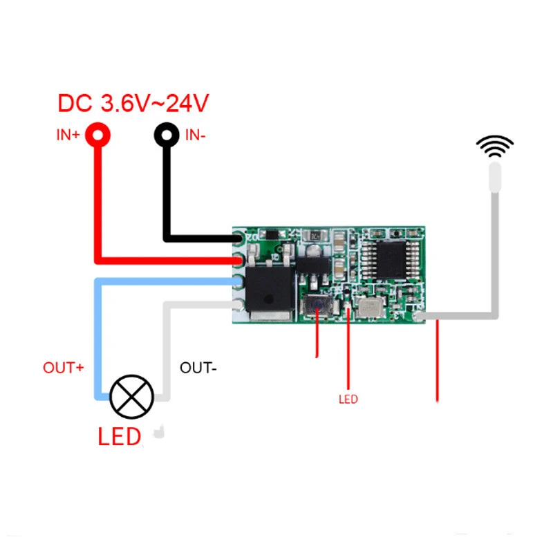 Superheterodyne Wireless Receiving Module with LED Light Bar and Learning Code for Remote Control and DIY Projects — photo 1