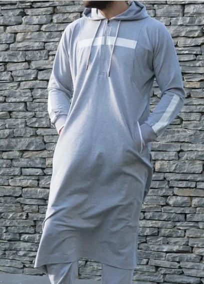 Saudi Arabian Men's Hooded Pockets Hui Shirt Sleeve Islamic Robe for Foreign Trade, offering comfort and a stylish, trad — photo 4