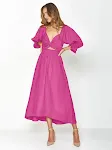 Women's Rope Belt Ruffled Lantern Sleeves Dress — photo 11