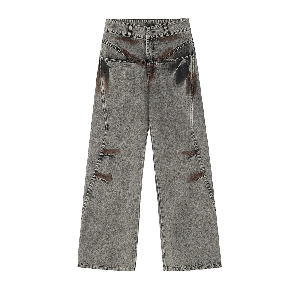 Men's contrast color straight jeans. Comfortable fit, modern style, and eye-catching design. Perfect for casual wear and — photo 14