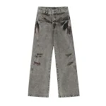 Men's contrast color straight jeans. Comfortable fit, modern style, and eye-catching design. Perfect for casual wear and — photo 14