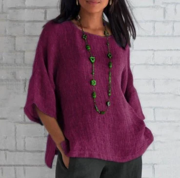Title 3, Camicia da donna girocollo in cotone e lino