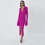 Vestido Suéter Decote V, Manga Longa Flare com Botões – Conforto e Elegância em uma peça, perfeito para looks charmosos e quentinhos — foto 1
