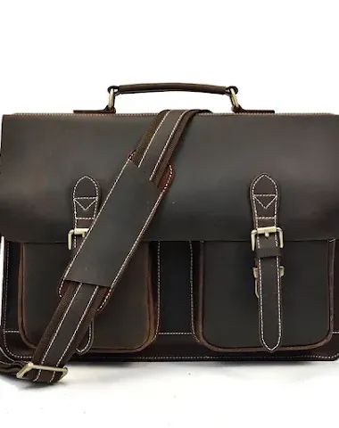 Men's Fashion Personality Leather Retro Portable Briefcase Perfect for Work or Travel Classic Design Durable and Functio