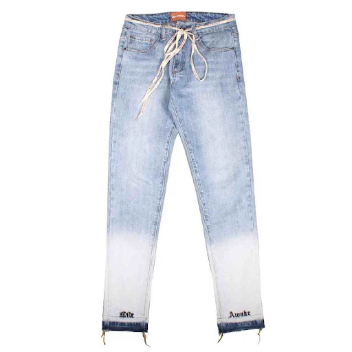 Title 4, Jeans brancos bordados com bigodes de gato com ...