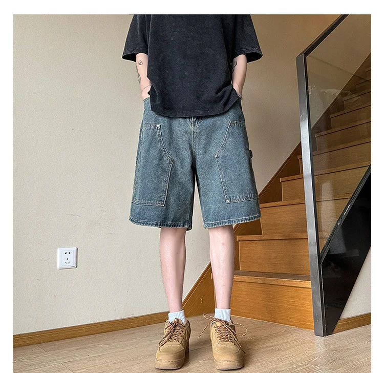 Title 18, Mens Workwear Denim Shorts Thin Loose Straight...