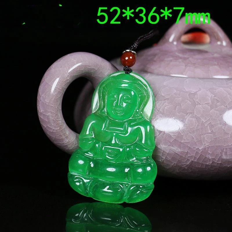 Colar com pingente de jade verde natural Maitreya Buddha Guanyin feminino, para paz, proteção e boa sorte, símbolo de fé e espiritualidade. — foto 14