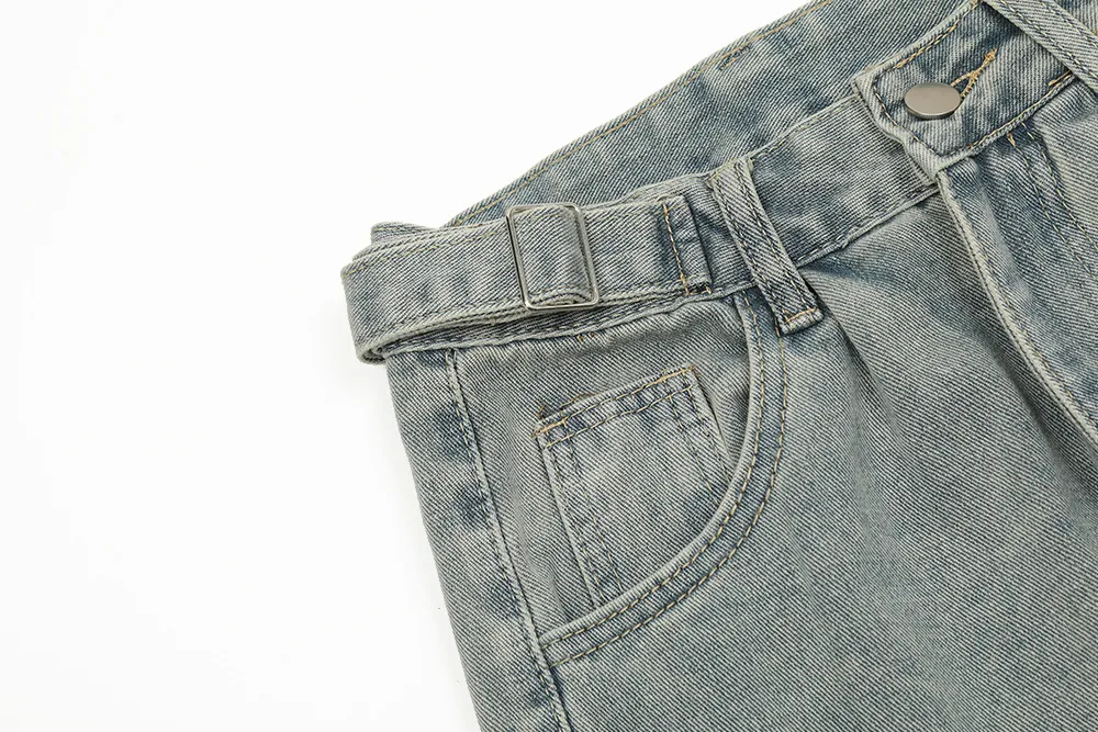 Punk Old Wash denim cargobroek voor heren. Stoere vintage look, comfortabel en functioneel. De perfecte broek voor een casual en edgy outfit. — foto 2