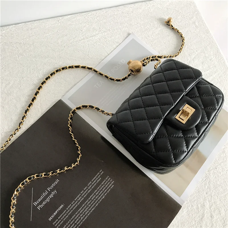 Bolsa Quadrada Pequena Golden Ball Nova Couro de Pele de Ovelha Bolsa de Mão Elegante e Compacta, Perfeita para Uso Diário e Ocasiões Especiais — foto 6