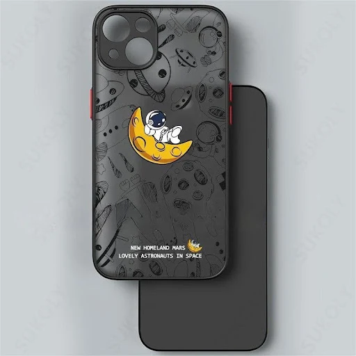 Title 5, Astronaut Phone Case Doodle Moon Cartoon Eye Pr...