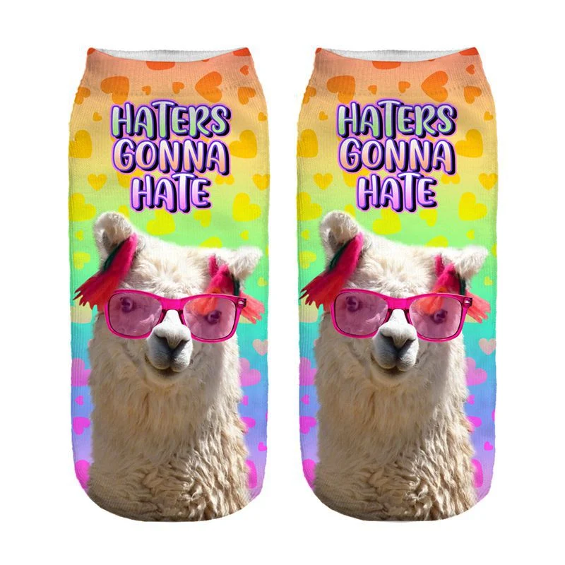 Title 18, 3D Digital Printed Alpaca Womens Pump Socks