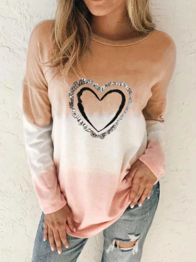 Title 5, Gradient Print Loose Pullover Long Sleeve for w...
