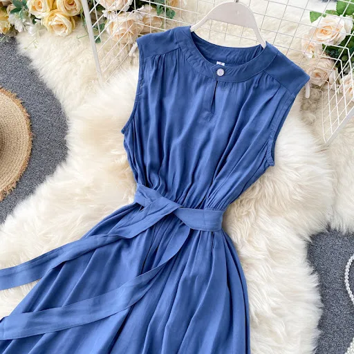 Title 6, Niche Dress Hollow Round Neck Womens Clothing