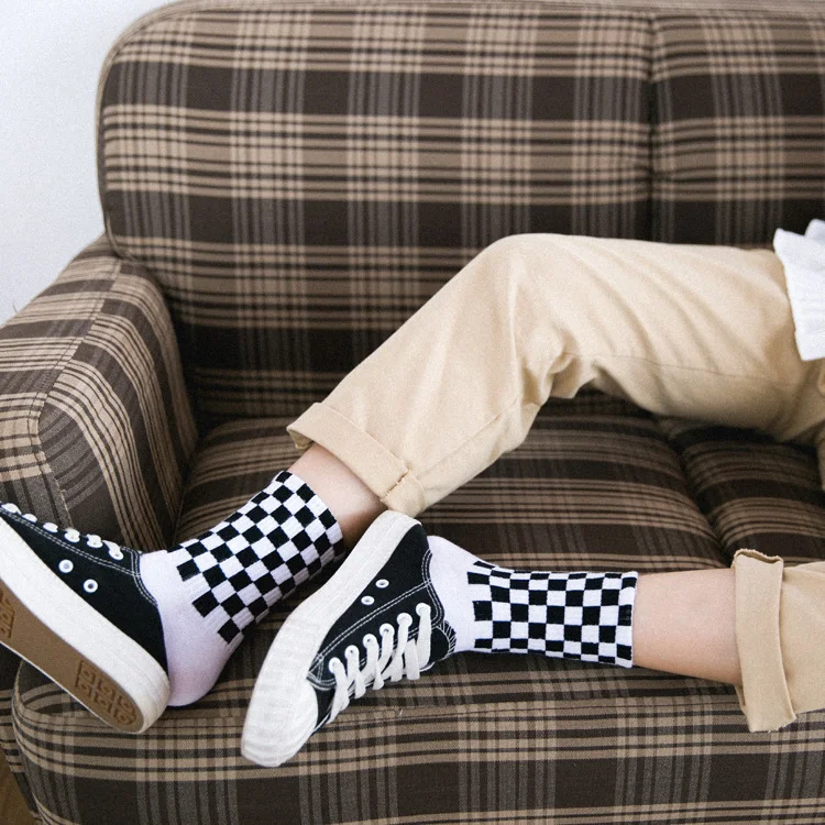 Men's Cotton Socks Black and White Houndstooth Plaid Classic Socks, comfortable and stylish, perfect for everyday wear o — photo 9