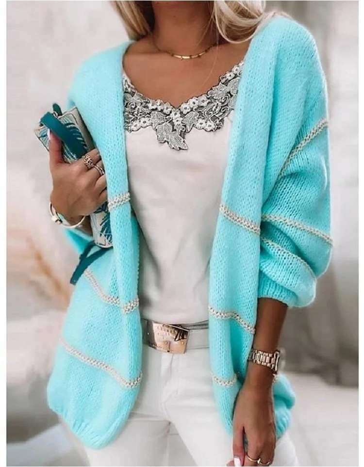 Title 2, Langärmliger Cardigan-Mantel mit Spleißstreifen