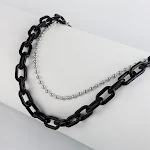 Corrente de calça dupla em acrílico preto, metal, estilo hip hop punk, unissex, ideal para dança de rua, jeans decorados — foto 4