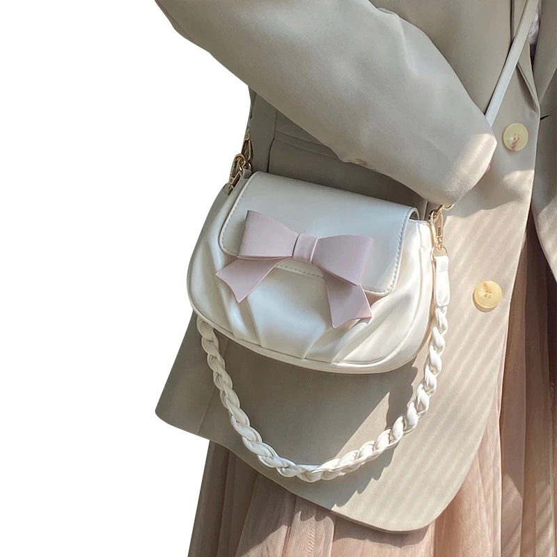 Title 3, Bolsa Mensageiro Feminina com Detalhe de Laço e...