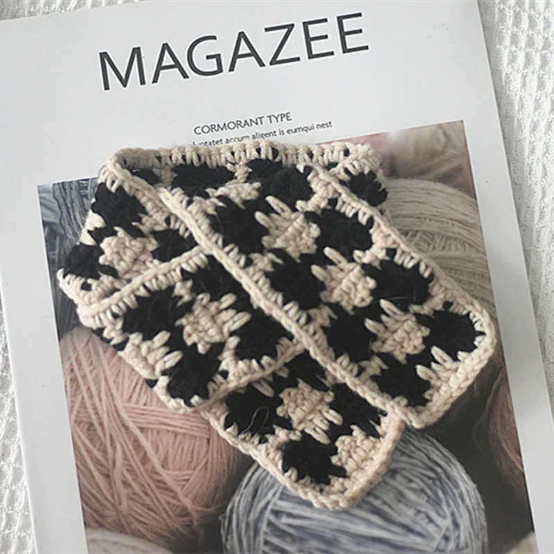 Title 6, Small Hat Beret Knitting Plaid Small Scarf Dog ...