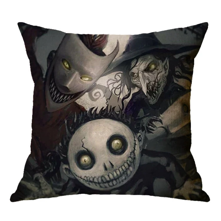 Capa de almofada de linho com estampa de caveira para Halloween, ideal para uma decoração assustadora e elegante em casa. — foto 3