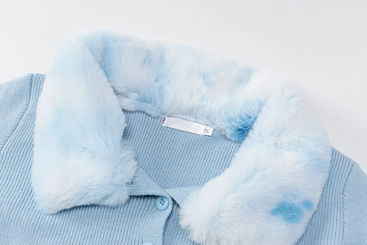 Title 8, Hong Kong Style Fur Collar Thread Breasted Smal...