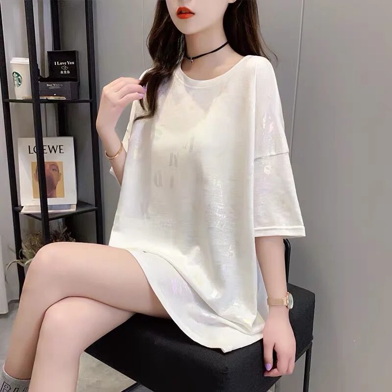 T-shirt met korte mouwen Dames Zomer Plus Size Dameskleding Nieuwe Koreaanse Ins Tide Print Top — foto 4