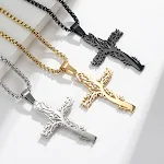 Colar cruzado de árvore da sorte em aço inoxidável, estilo europeu e americano, personalidade para homens e mulheres, presente perfeito. — foto 1