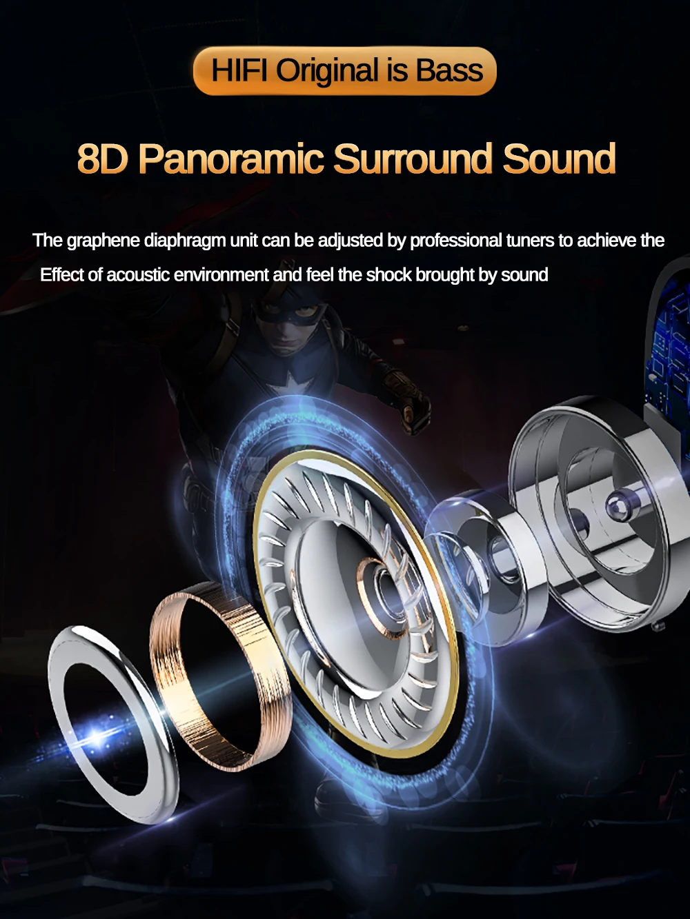 Title 6, Cuffie Bluetooth wireless con display LED. Asco...