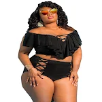 Dames high waist bikini met print, one-shoulder design en multi-rope details. Zomerse badmode voor een stijlvolle strandlook. — foto 4
