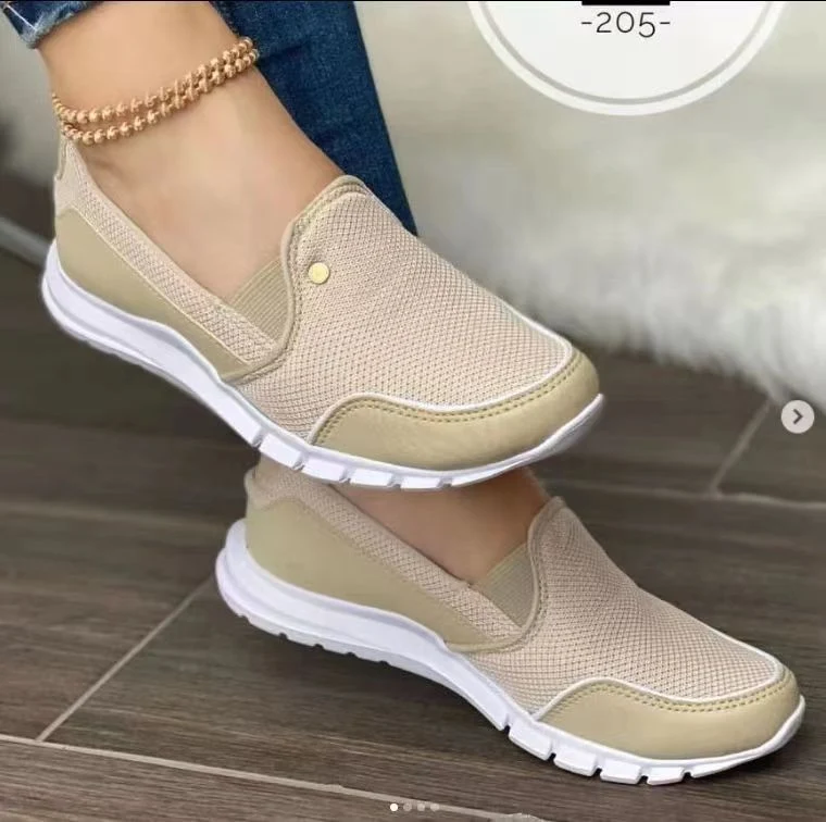 Sapatos femininos casuais slip-on de moda em malha, respiráveis e estilosos, perfeitos para o conforto e visual moderno. — foto 7