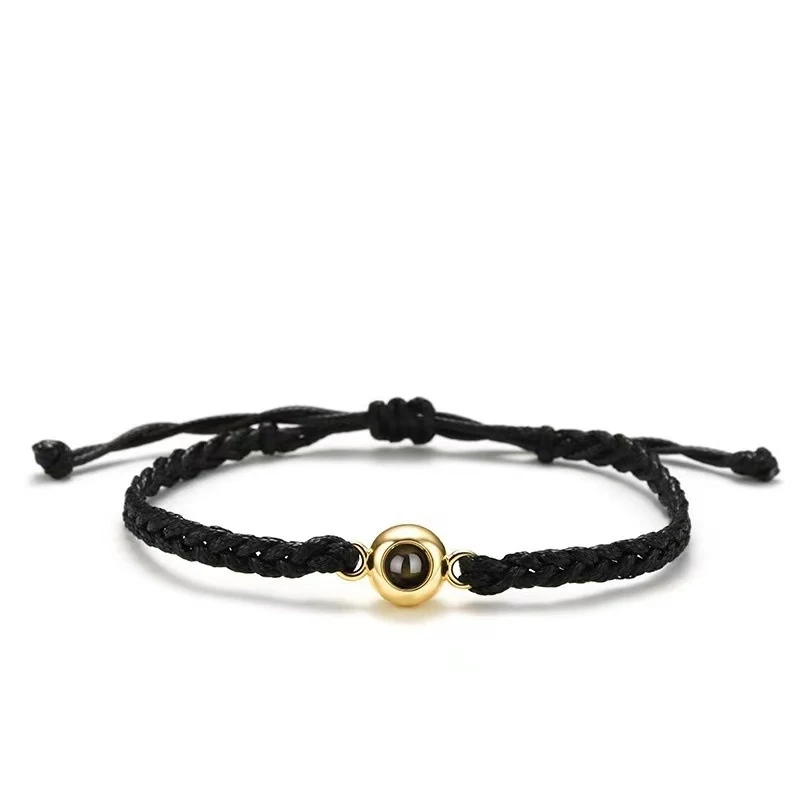 Pulseira redonda tecida à mão de aço titânio com projeção Exiba imagens e mensagens secretas, um presente original e memorável. — foto 1