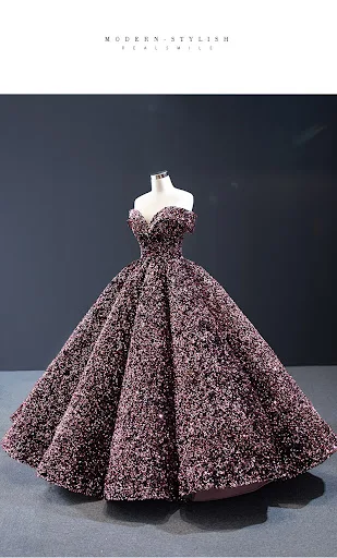 Title 3, Bridal Wedding Dress Womens Sequined Ball Show...