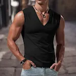Men's Solid Color Large V-neck Loose Vest. Comfortable and versatile for everyday wear and layering. Perfect for a relax — photo 1