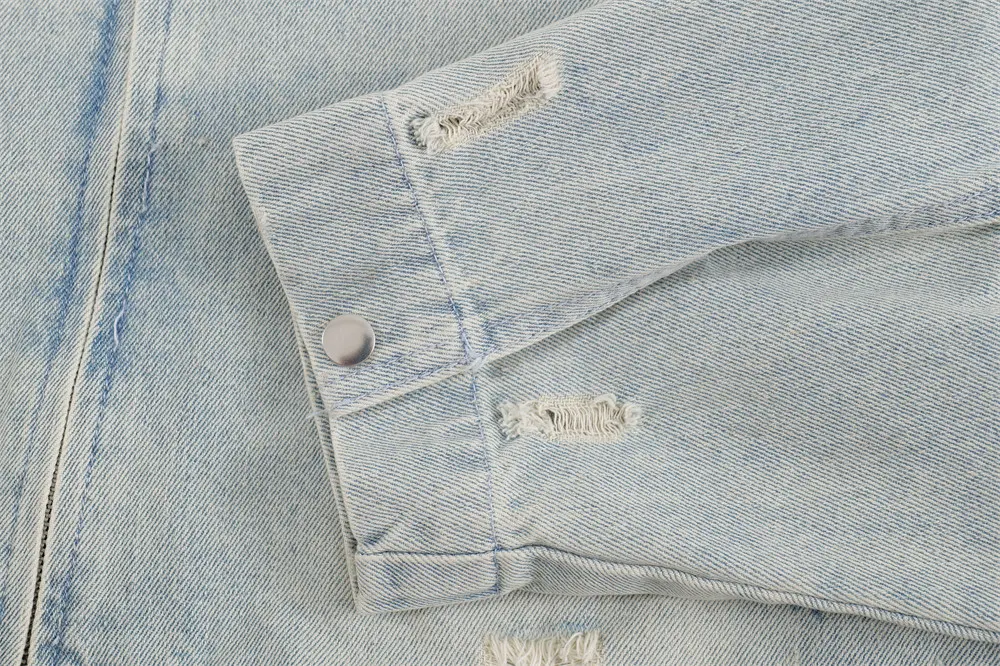 Title 9, Giacca in denim consumato Punk Uomo Abbigliamen...