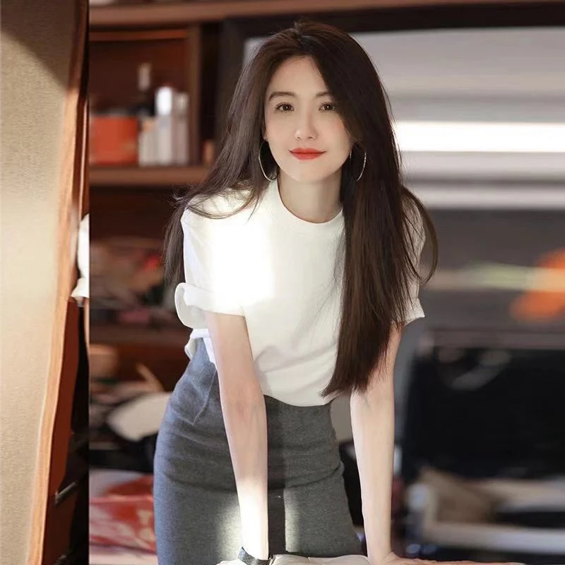 Title 1, Womens high-end short-sleeved top, light matur...