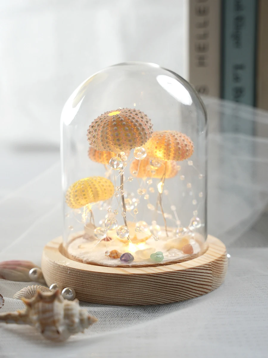 Title 1, Creative Sea Urchin Shell Jellyfish Lamp Handma...