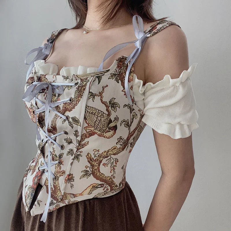 Title 14, French Retro Wrap Chest Court Corset Belt U-nec...