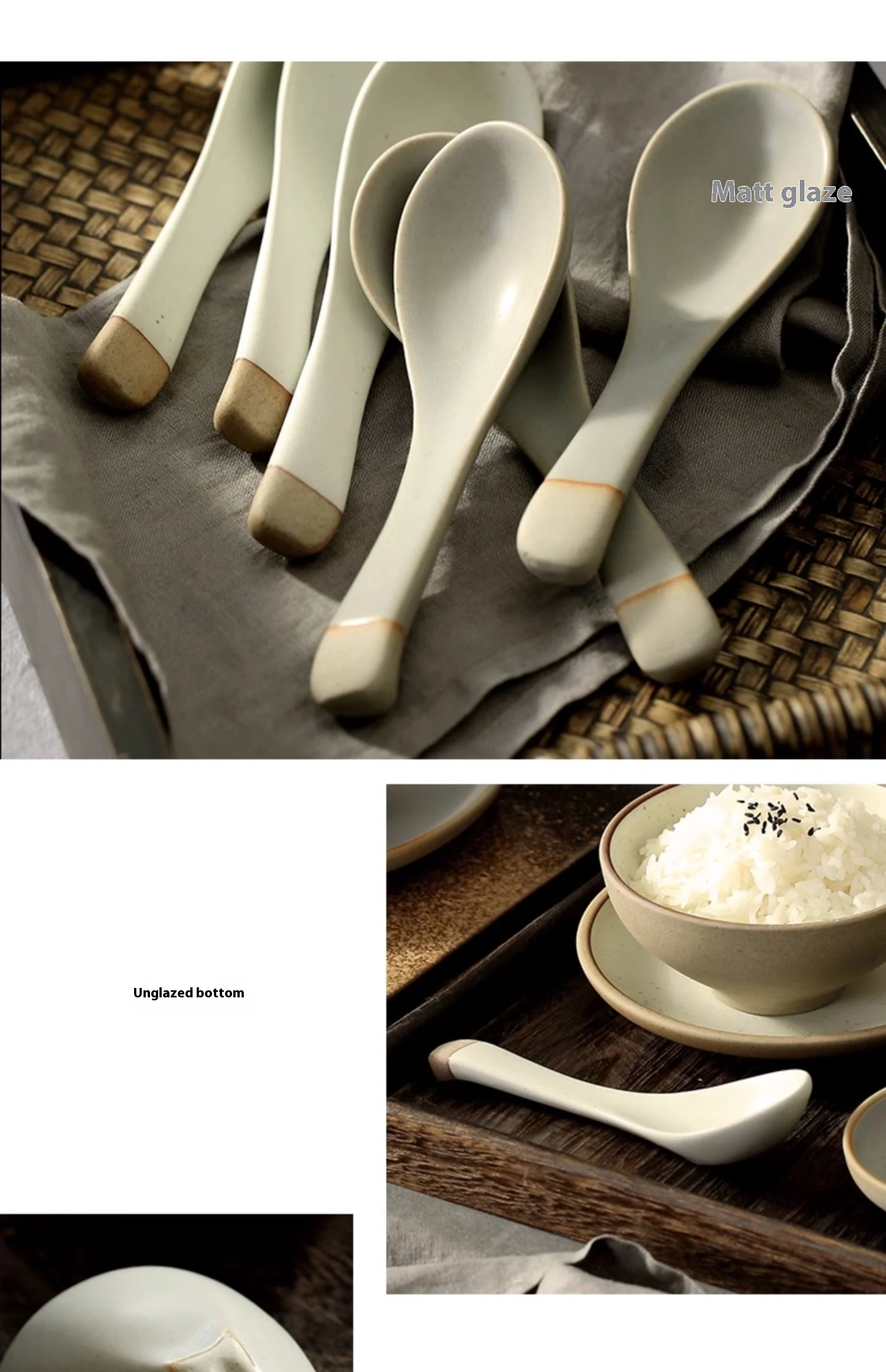 Title 6, Creative Ceramic Retro Rice Spoon for stylish s...