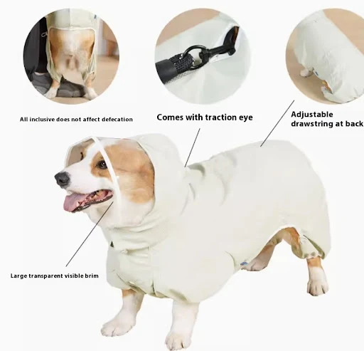 Title 2, Waterproof Splash Proof Four-leg Raincoat for D...