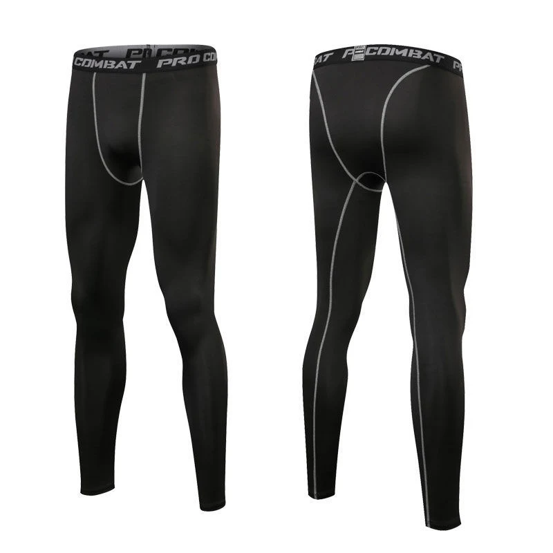 Męskie Spodnie Kompresyjne Legginsy do Biegania Siłownia Szybkoschnące Fitness Joggings Trening Białe Czarne Oddychające — zdjęcie 13