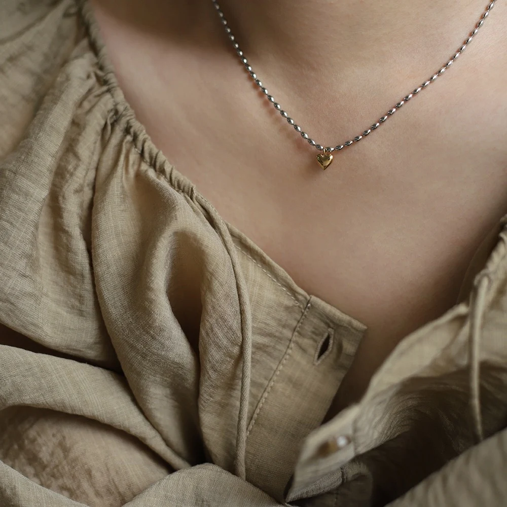 Title 3, Colar de amor de design de moda bicolor ouro e ...