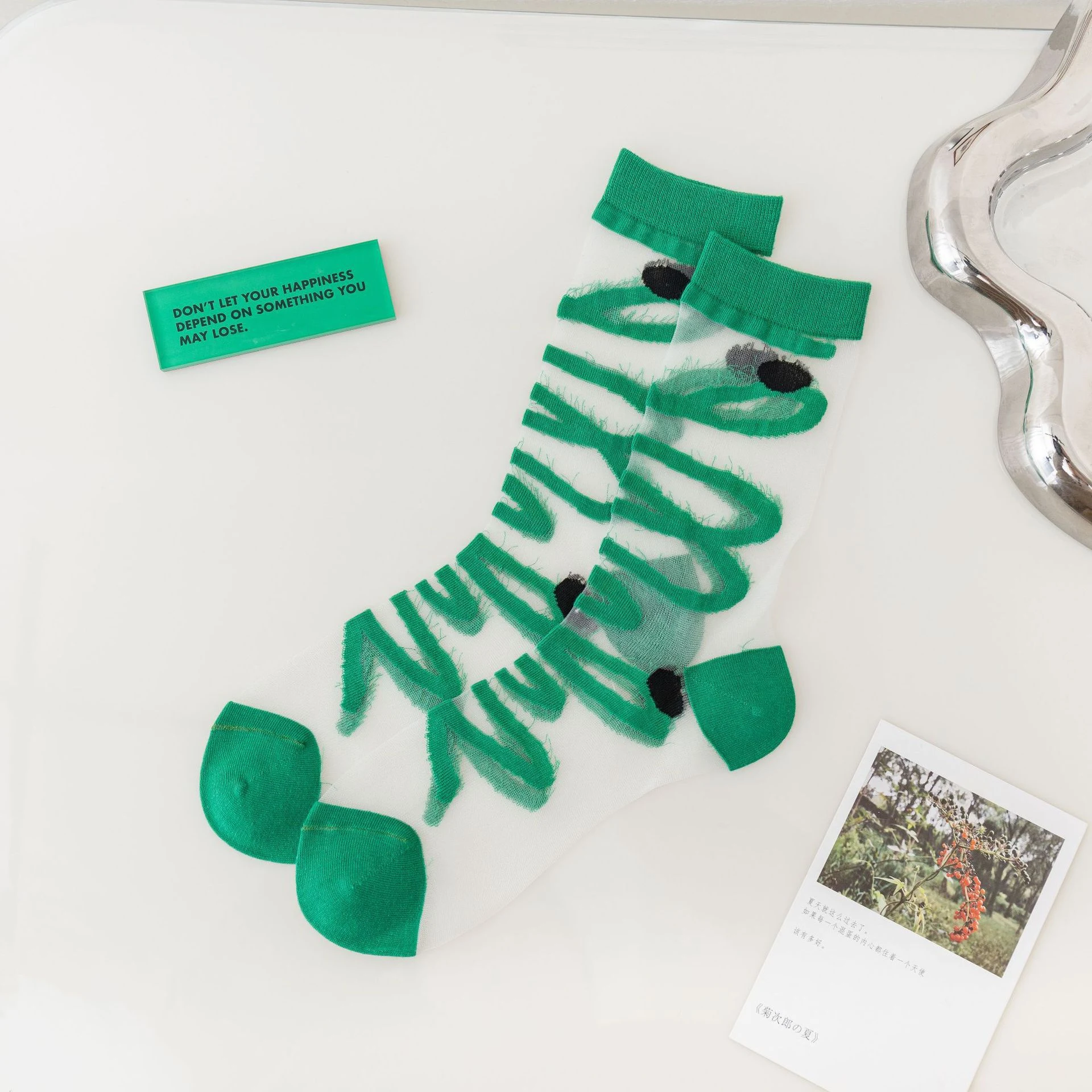 Title 7, Womens Mid Tube Socks Trendy Green Breathable