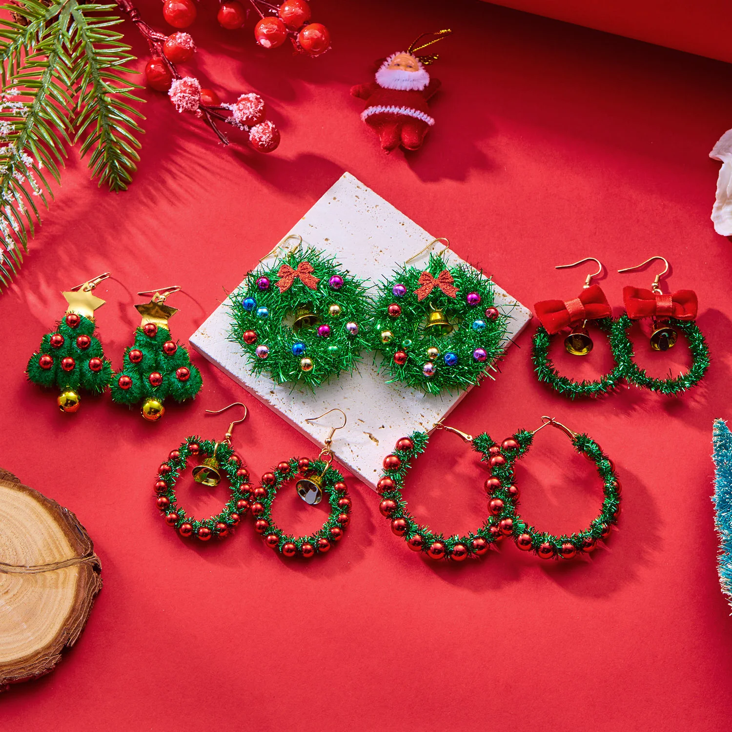 Guirnalda de lazo campana y árbol de Navidad con diamantes, ideal para decorar y agregar brillo festivo a tu hogar. — foto 17