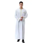 Muslim Arab Middle East Men's Printed Zip Round Neck Robe, Comfortable and Stylish Apparel for Everyday Wear and Special — photo 1