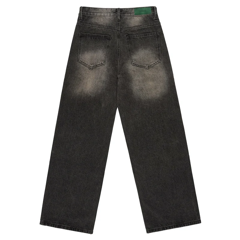 Women's Retro Washed Wide Leg Jeans, High Street Style, Long, Mopping Effect, High Waist, Draping Fit for Comfort. — photo 3