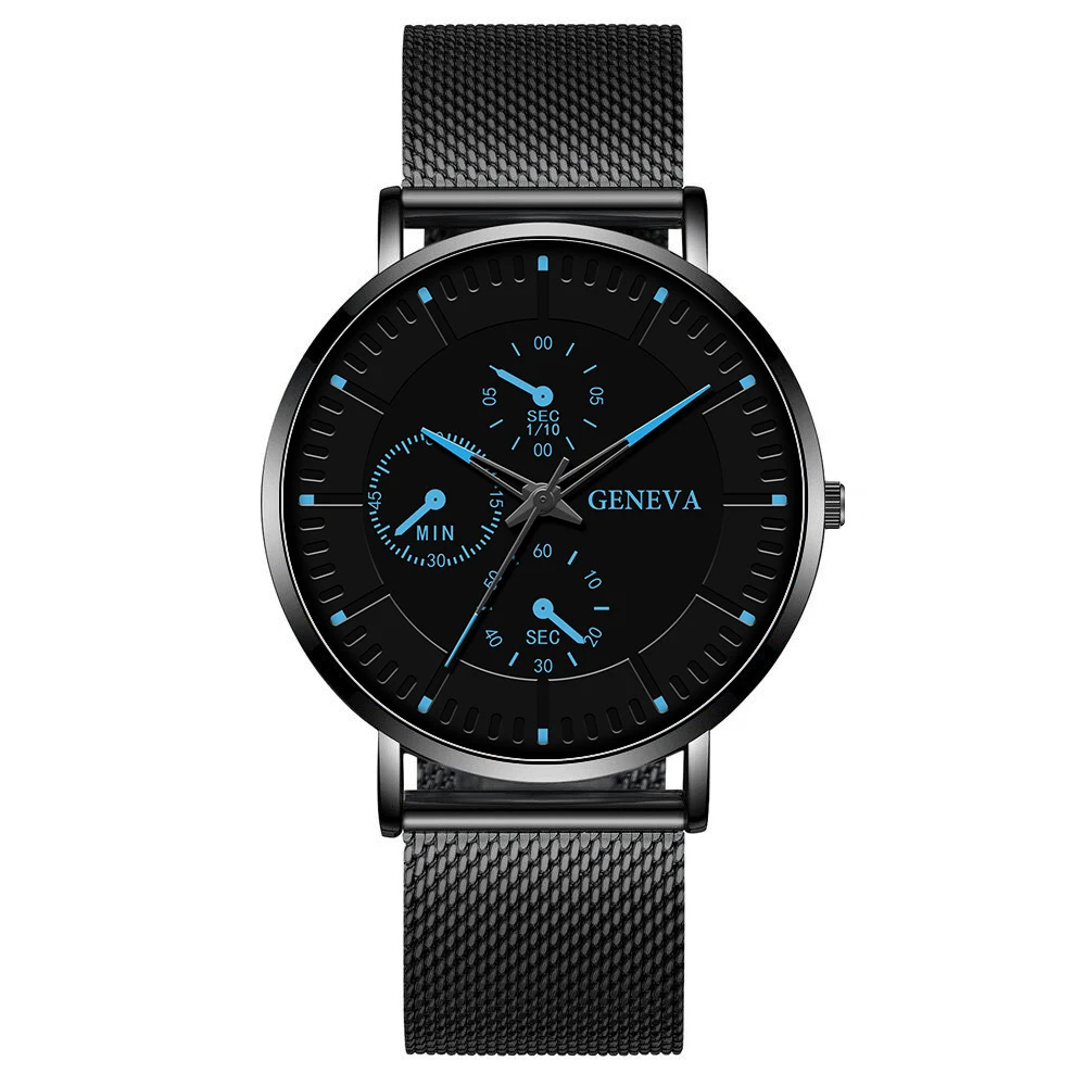 Relógio coreano masculino com pulseira de malha, simples e elegante. Perfeito para uso diário, combina com qualquer estilo e oferece conforto. — foto 27